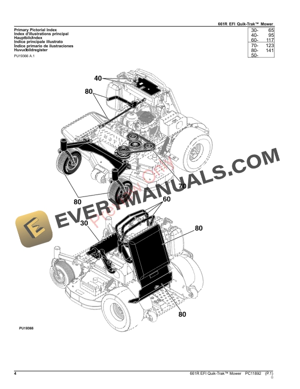 John Deere 661R EFI QuikTrak Mower Parts Catalog PC11892 12NOV23