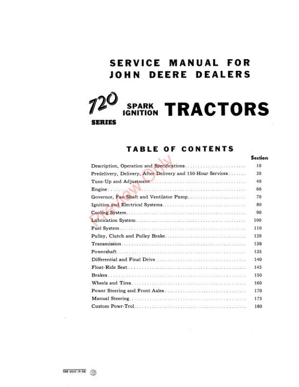 John Deere 70 720 And 730 Gas Tractor Service Manual SM2025 01SEP58 3