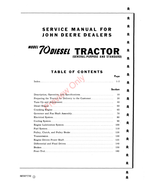 John Deere 70 General-Purpose and Standard (Diesel) Tractor Service Manual SM2017 01JAN56-3