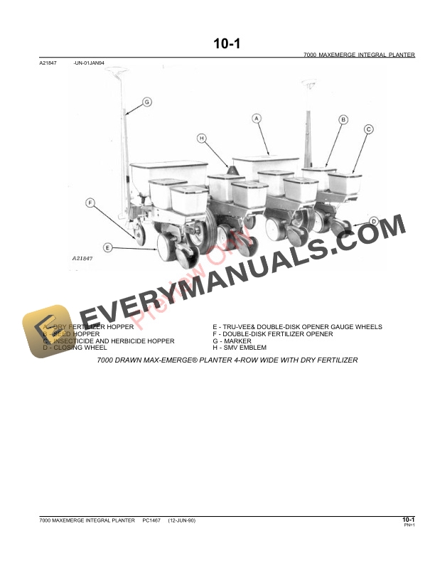 John Deere 7000 Drawn (Cotton and Corn) Planters Parts Catalog PC1467