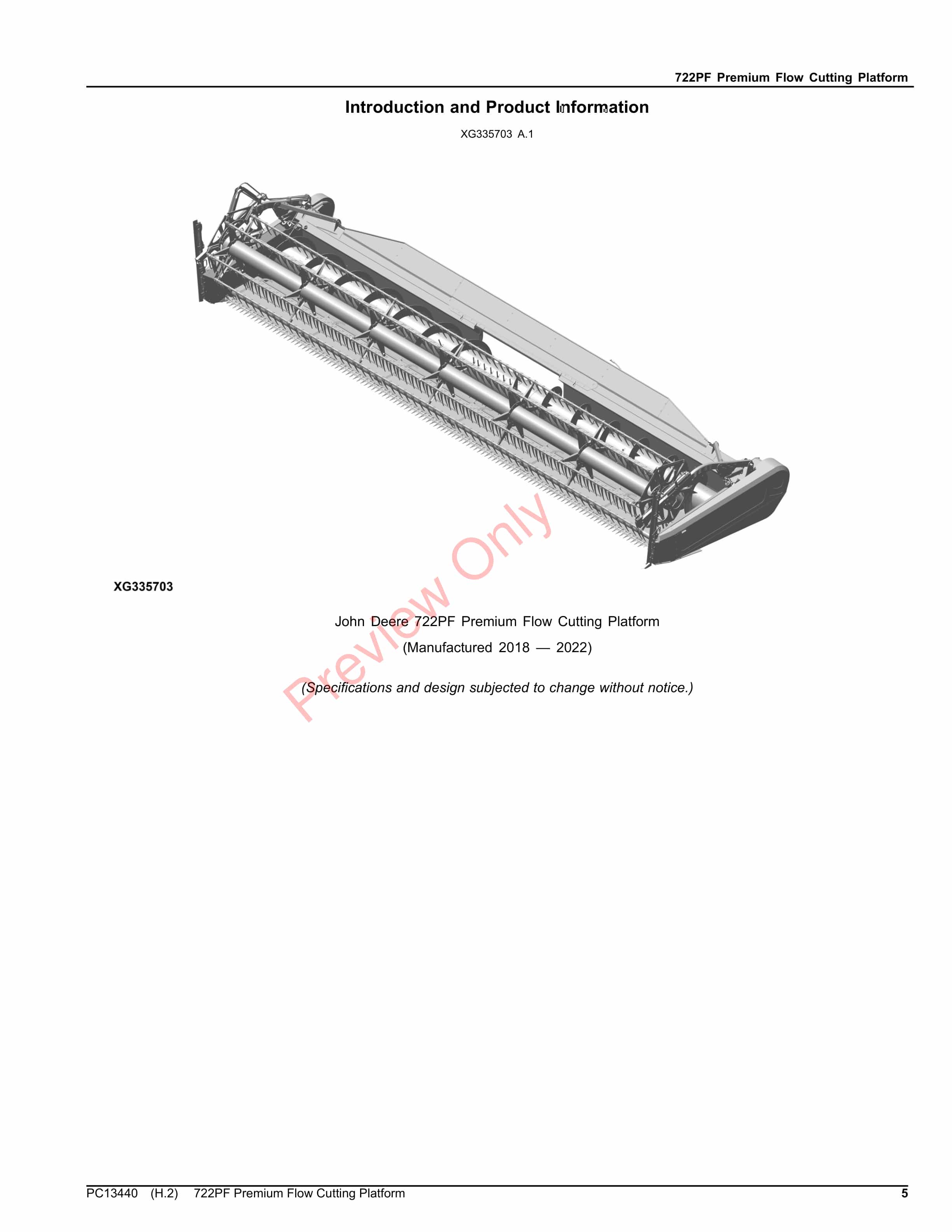 John Deere 722PF Premium Flow Cutting Platform Parts Catalog PC13440 06JUL22-5