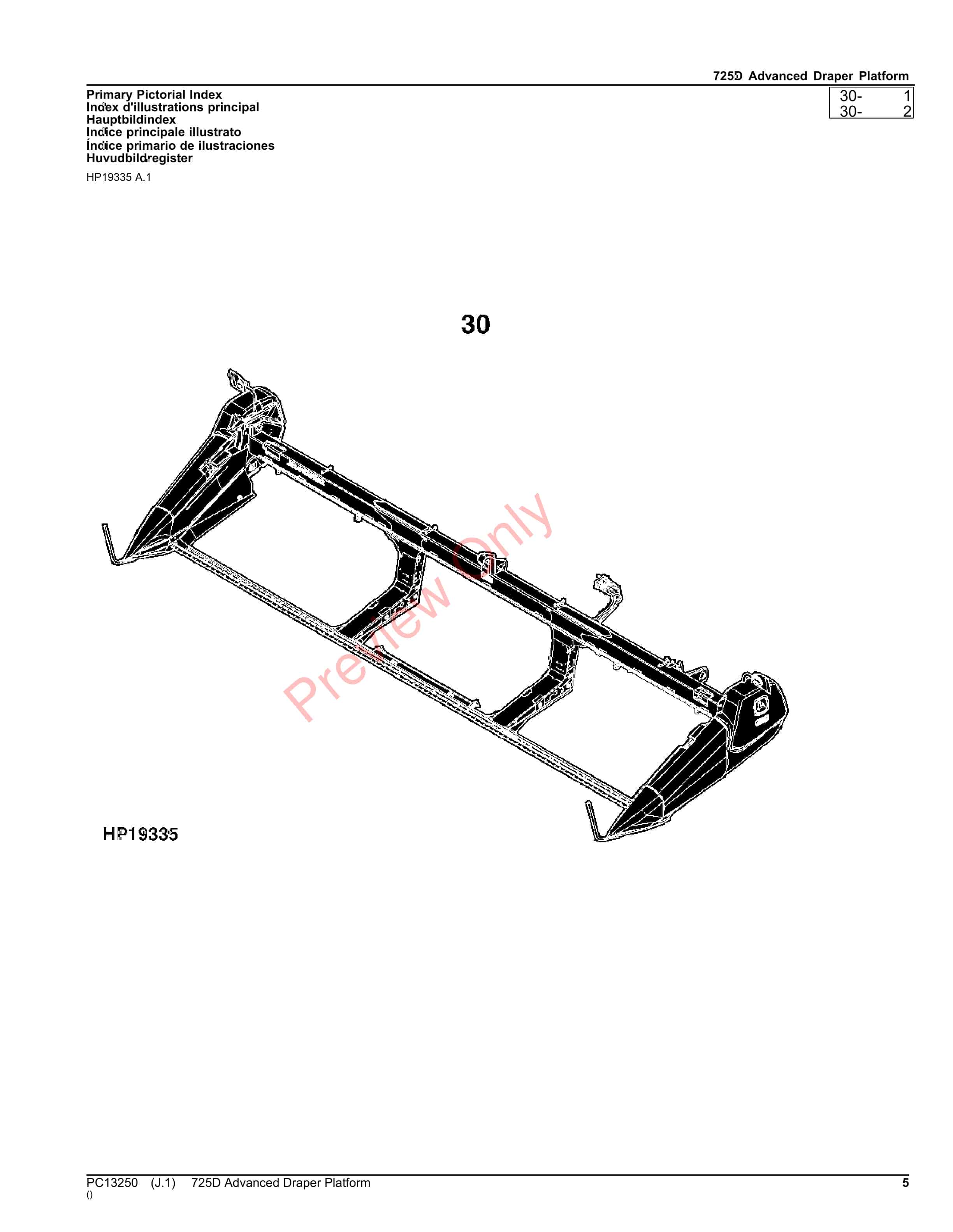 John Deere 725D Advanced Draper Platform Parts Catalog PC13250 26OCT23-5