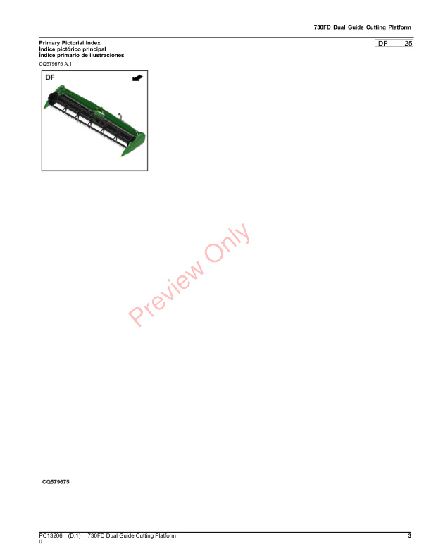 John Deere 730FD Dual Guide Cutting Platform Parts Catalog PC13206 10SEP23-3