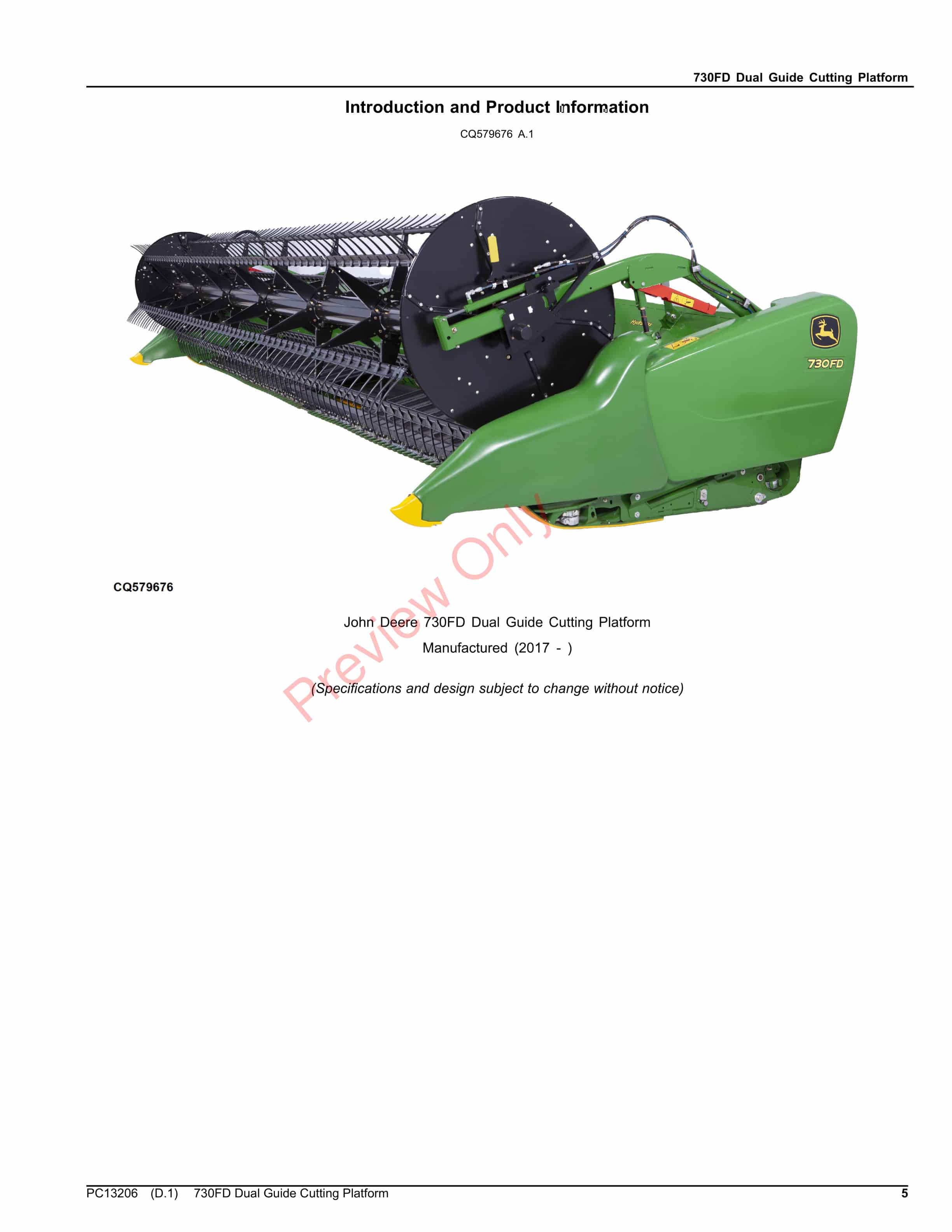 John Deere 730FD Dual Guide Cutting Platform Parts Catalog PC13206 10SEP23-5
