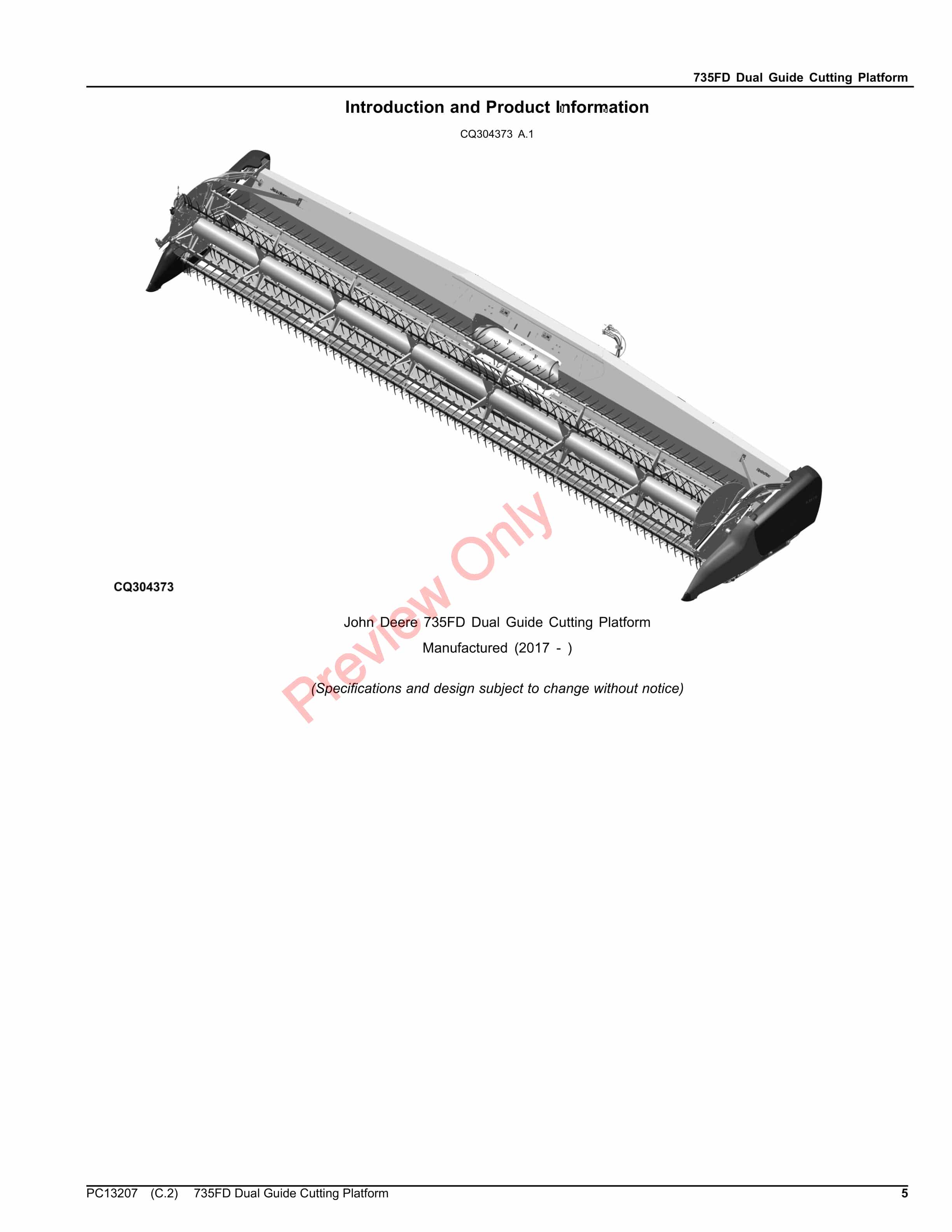 John Deere 735FD Dual Guide Cutting Platform Parts Catalog PC13207 22OCT23-5