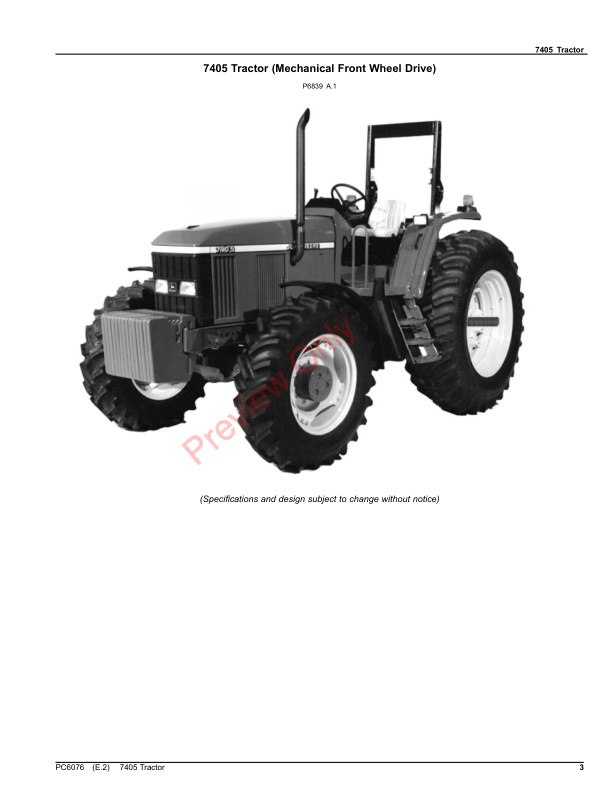 John Deere 7405 Tractor Parts Catalog PC6076 12SEP23-3