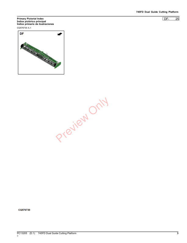 John Deere 745FD Dual Guide Cutting Platform Parts Catalog PC13205 16NOV23-3