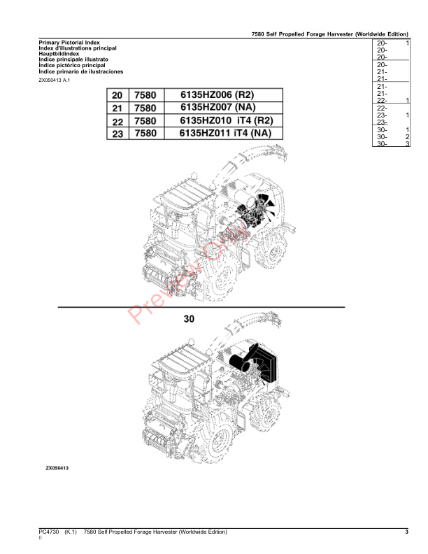 John Deere 7580 Self Propelled Forage Harvester Parts Catalog PC4730 17SEP23-3