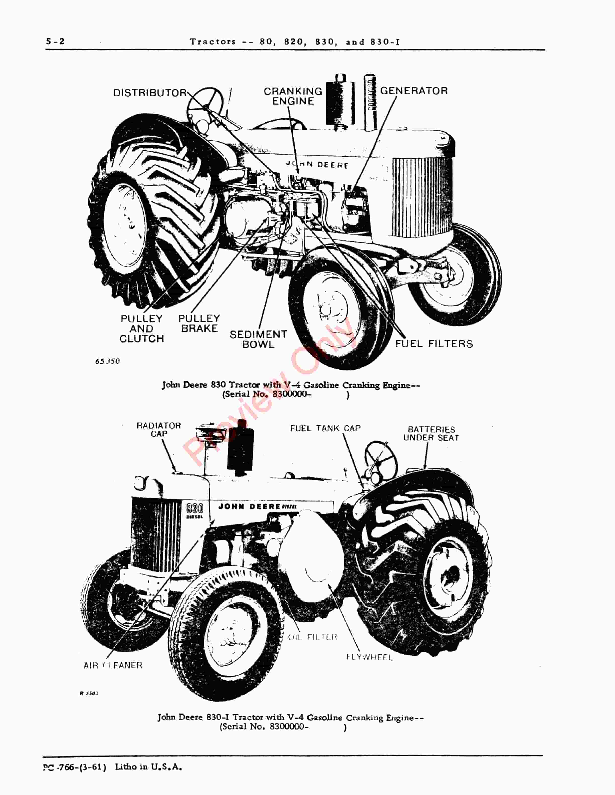John Deere 80, 820, 830, 830-Industrial Tractors Parts Catalog PC766 01MAR61-4