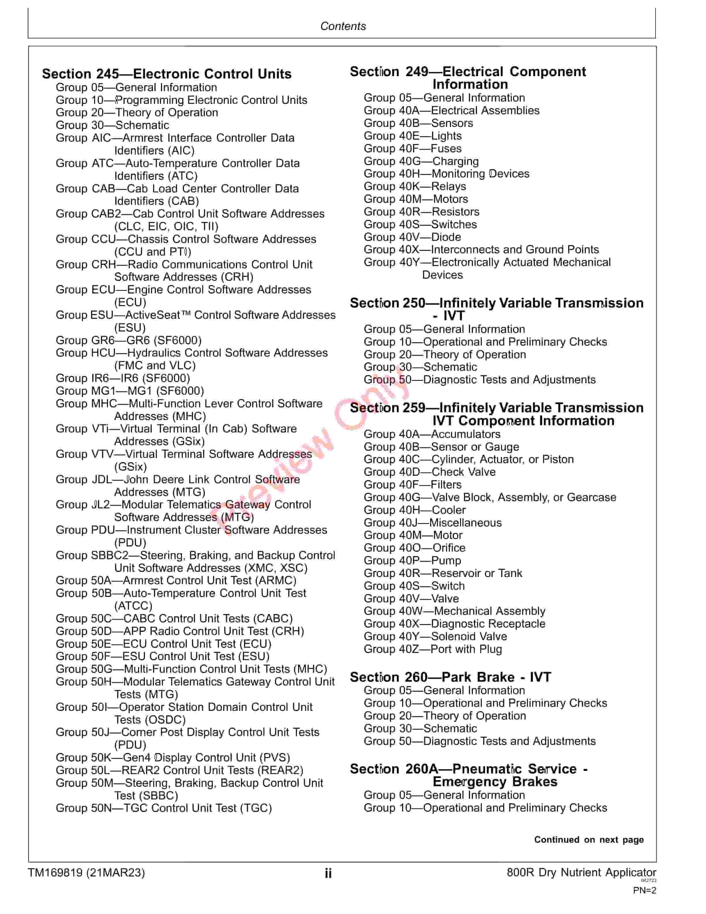 John Deere 800R Dry Nutrient Applicator Diagnostic Technical Manual TM169819 21MAR23 4