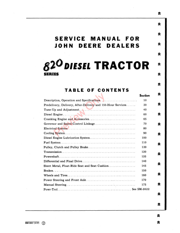 John Deere 820 Series Diesel Tractor 80 Series 830 Series Tractors Service Manual SM2021 01APR57 3