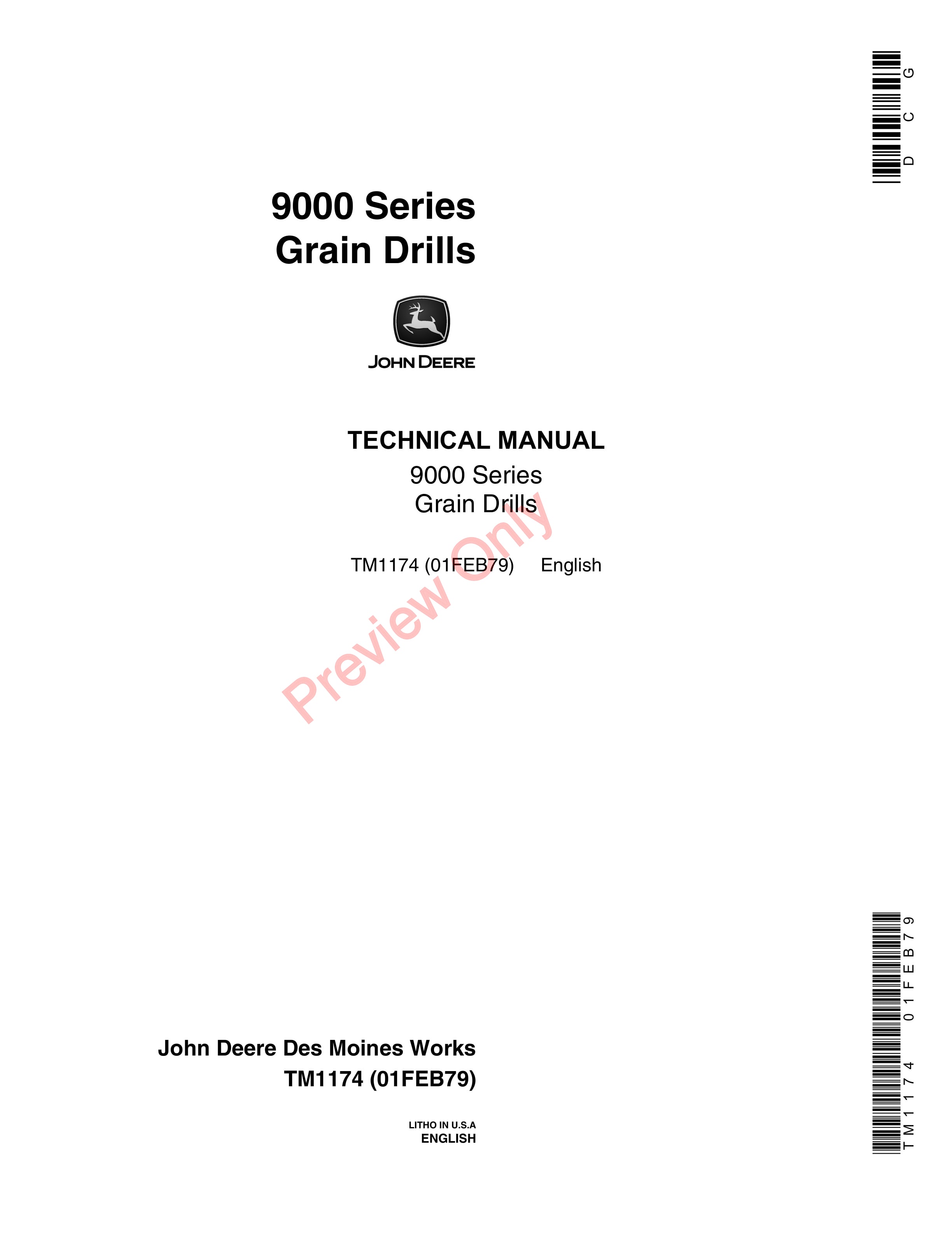 John Deere 9000 Series Grain Drills Technical Manual TM1174 01FEB79-1