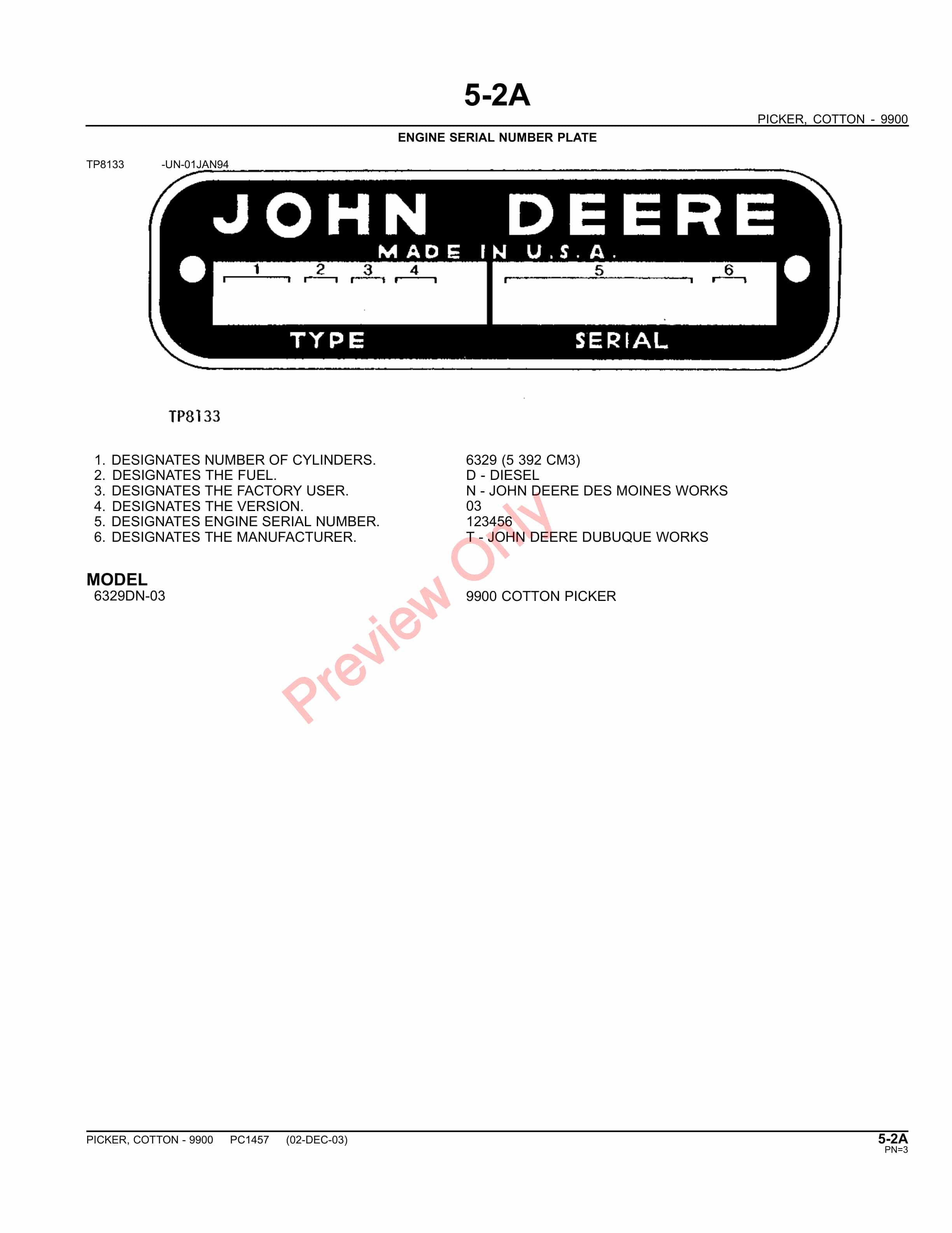 John Deere 9900 Cotton Picker Parts Catalog PC1457 13MAY11-5