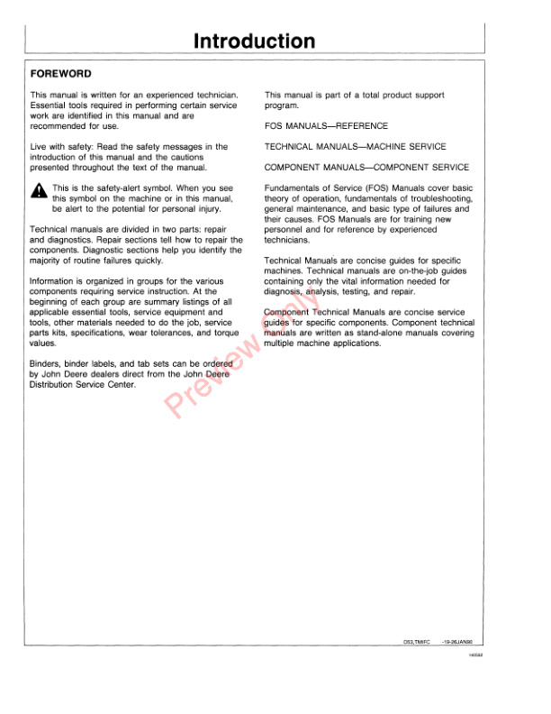 John Deere 9960 Cotton Picker Technical Manual TM1521 13MAY92 2