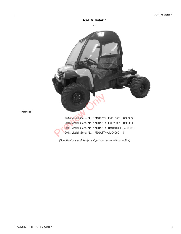 John Deere A3-T M Gator Parts Catalog PC12542 12OCT23-3