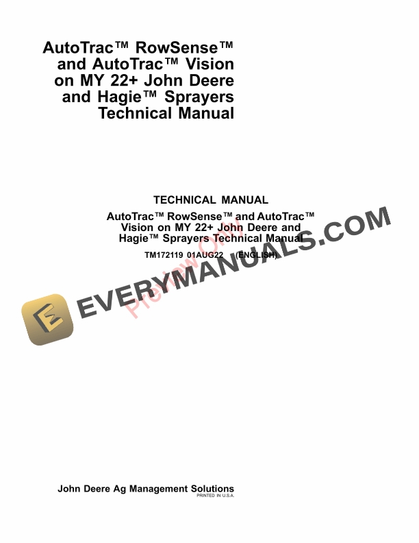 John Deere AutoTrac RowSense and AutoTrac Vision on MY 22+and Hagie