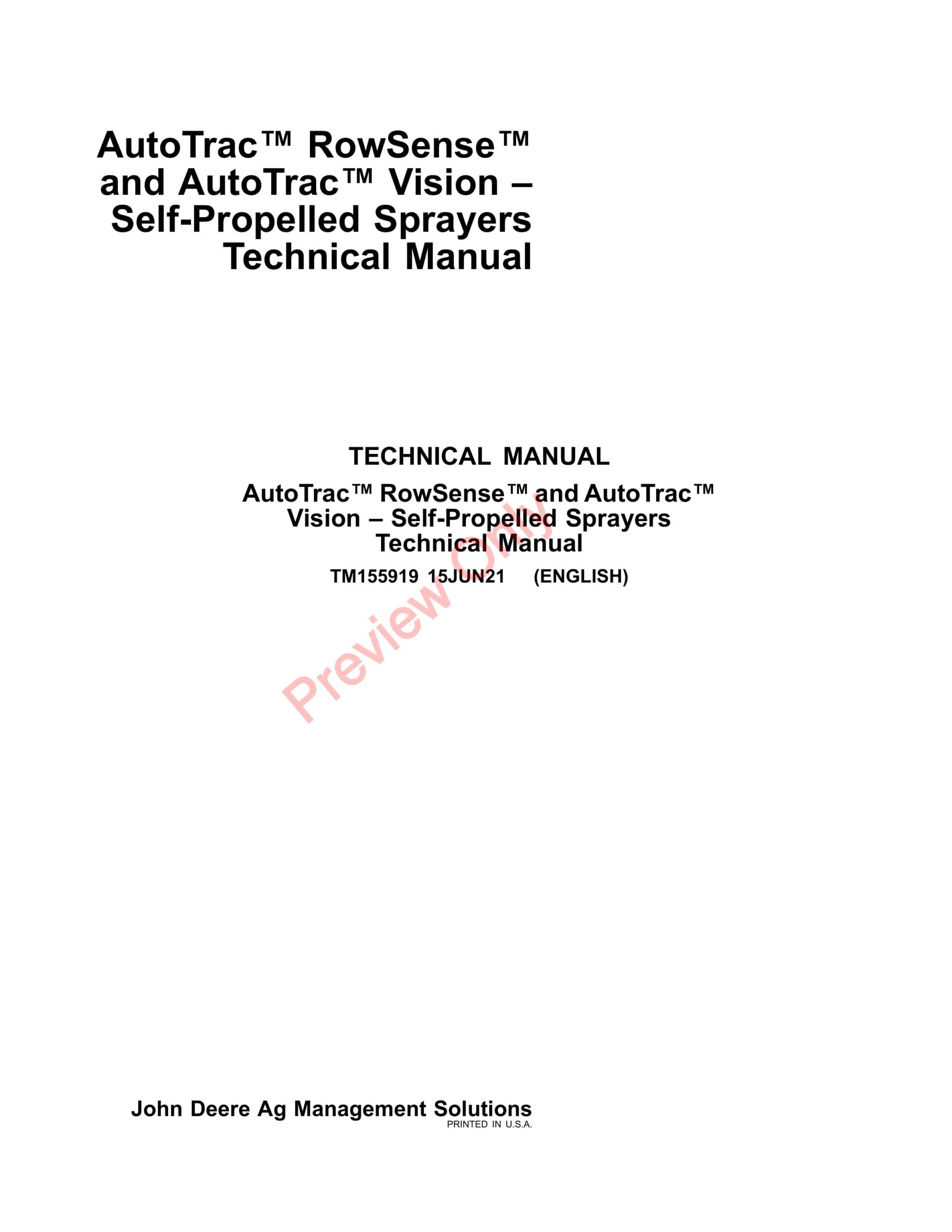 John Deere AutoTrac RowSense and AutoTrac Vision – Self Technical Manual TM155919 15JUN21-1
