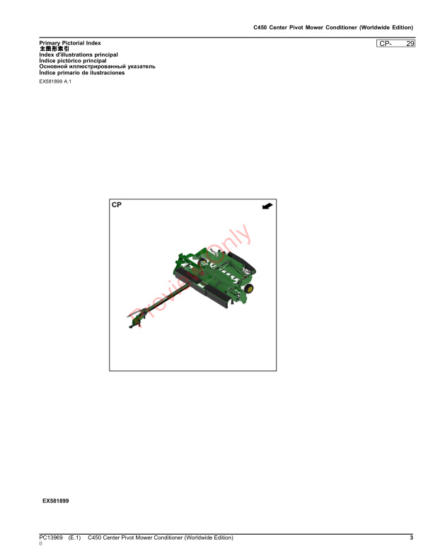 John Deere C450 Center Pivot Mower Conditioner Parts Catalog PC13969 22AUG23-3