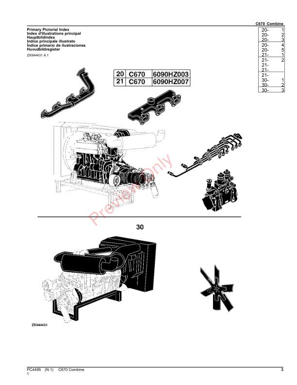 John Deere C670 COMBINE Parts Catalog PC4495 10SEP23-3