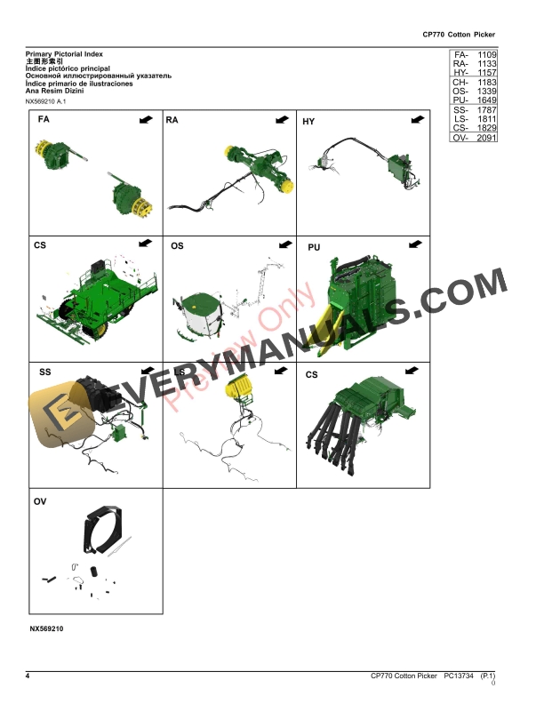 John Deere CP770 Cotton Picker Parts Catalog PC13734 19OCT23