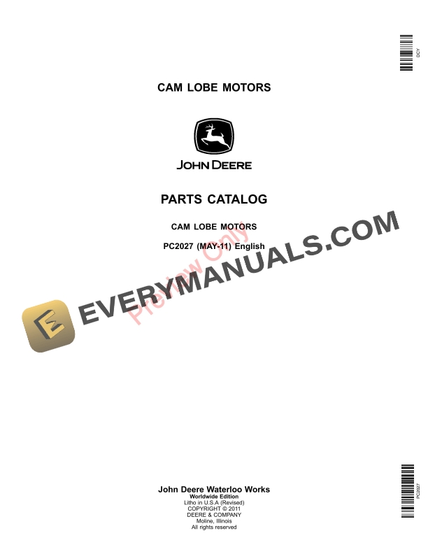 John Deere Cam Lobe Motors Parts Catalog PC2027 11MAY11