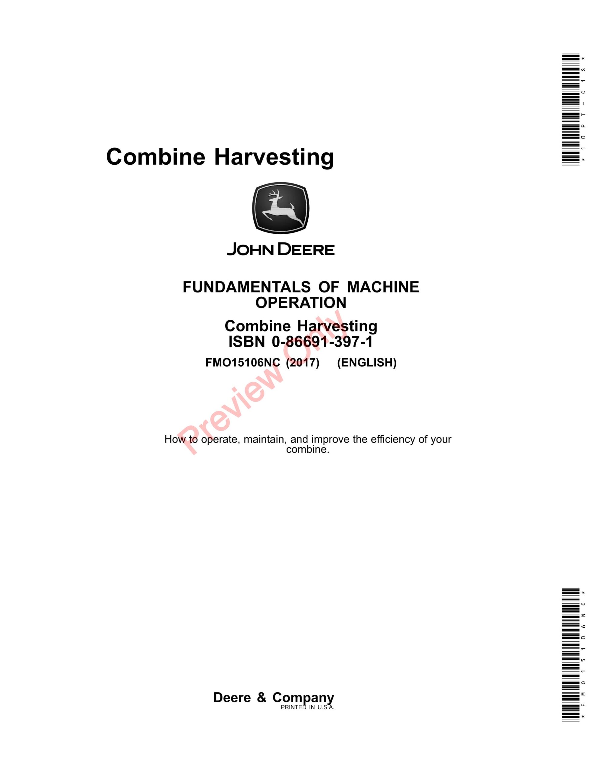 John Deere FOSFMO Combine Harvesting – Textbook Fundamentals Of Machine Operation FMO15106NC 01MAY17-1
