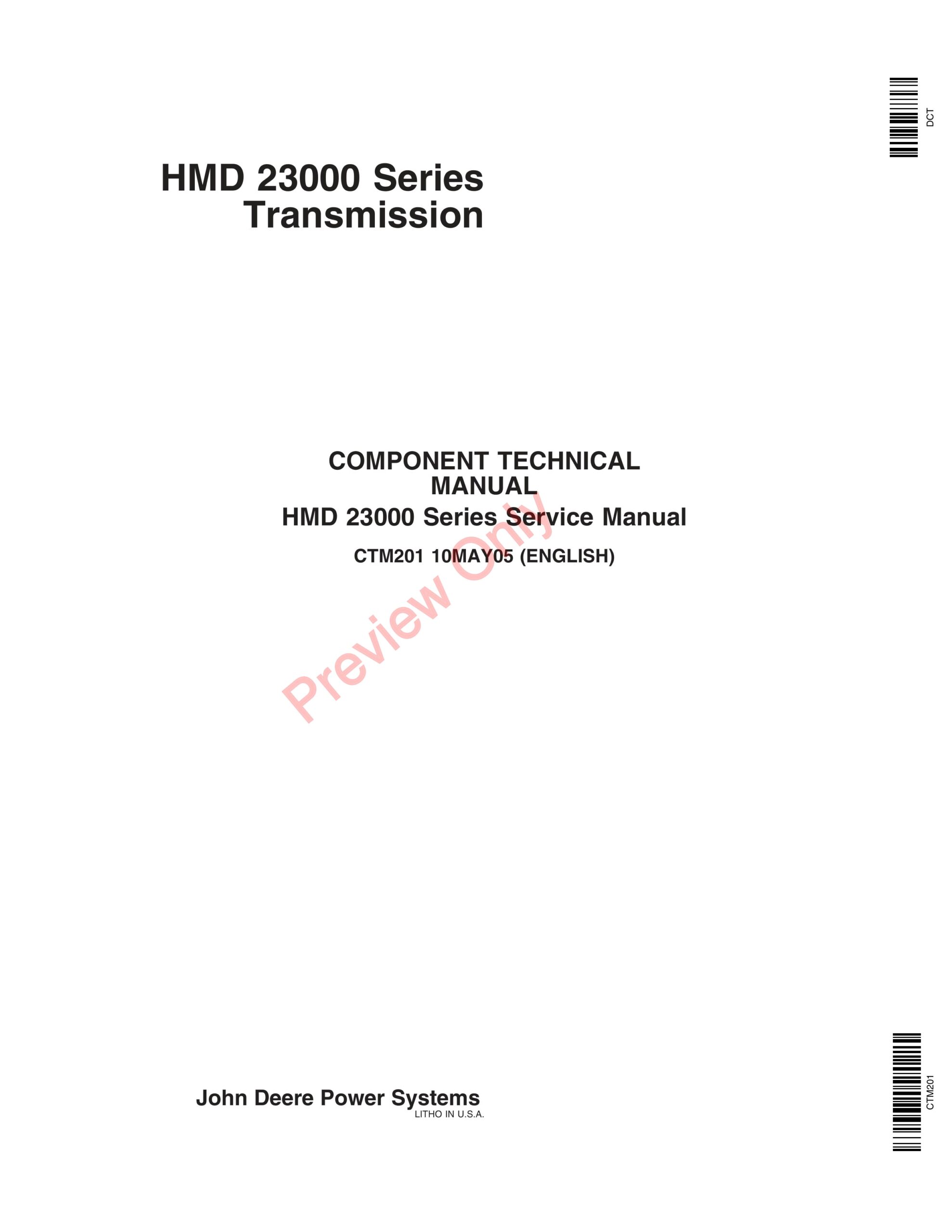 John Deere HMD 23000 Series Service Manual CTM201 10MAY05-1