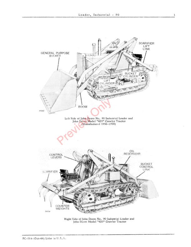 John Deere Industrial Loader – 90 Parts Catalog PC514 01OCT66-3