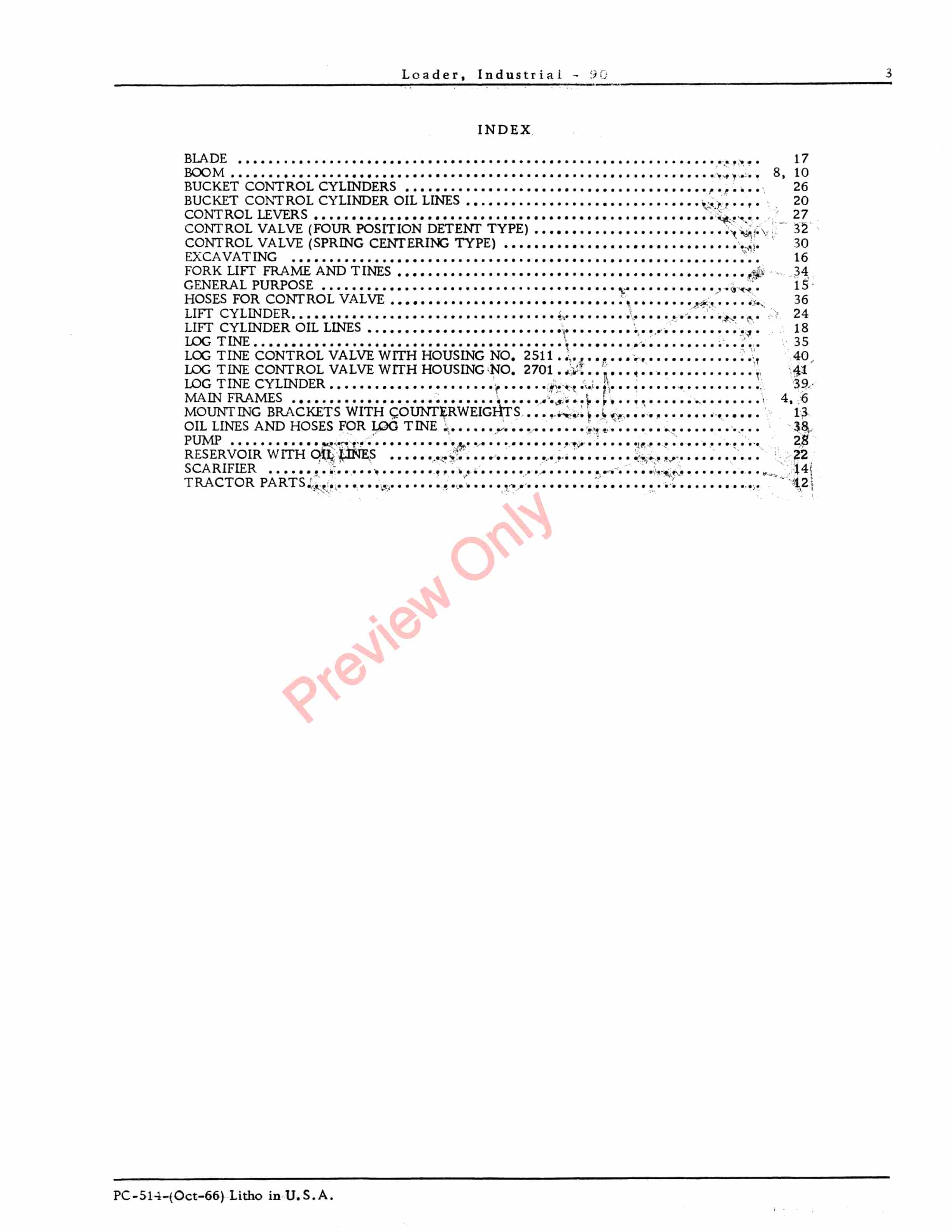 John Deere Industrial Loader – 90 Parts Catalog PC514 01OCT66-5