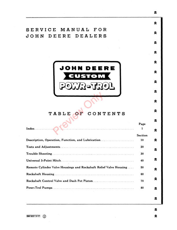 John Deere JD 520 620 720 820 Tractors Service Manual SM2022 01JUN57 3