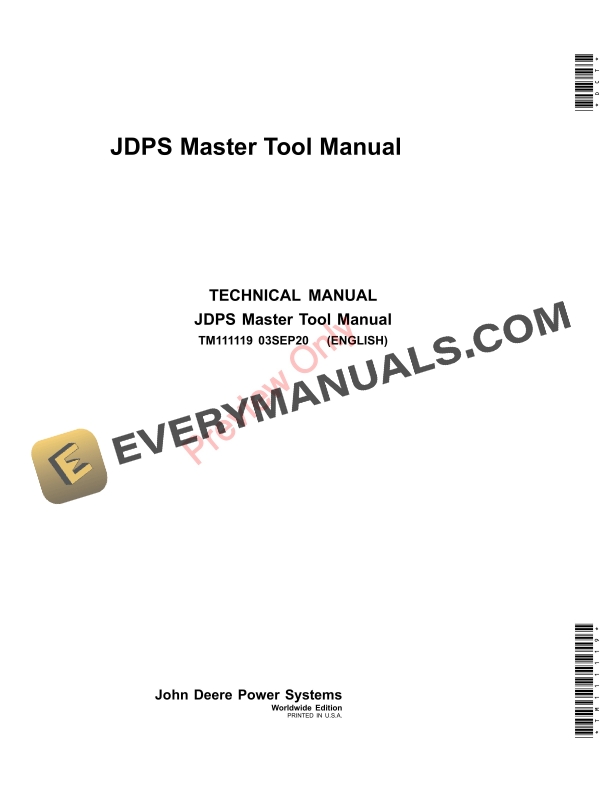 John Deere JDPS Master Tool Manual Technical Manual TM111119 03SEP20