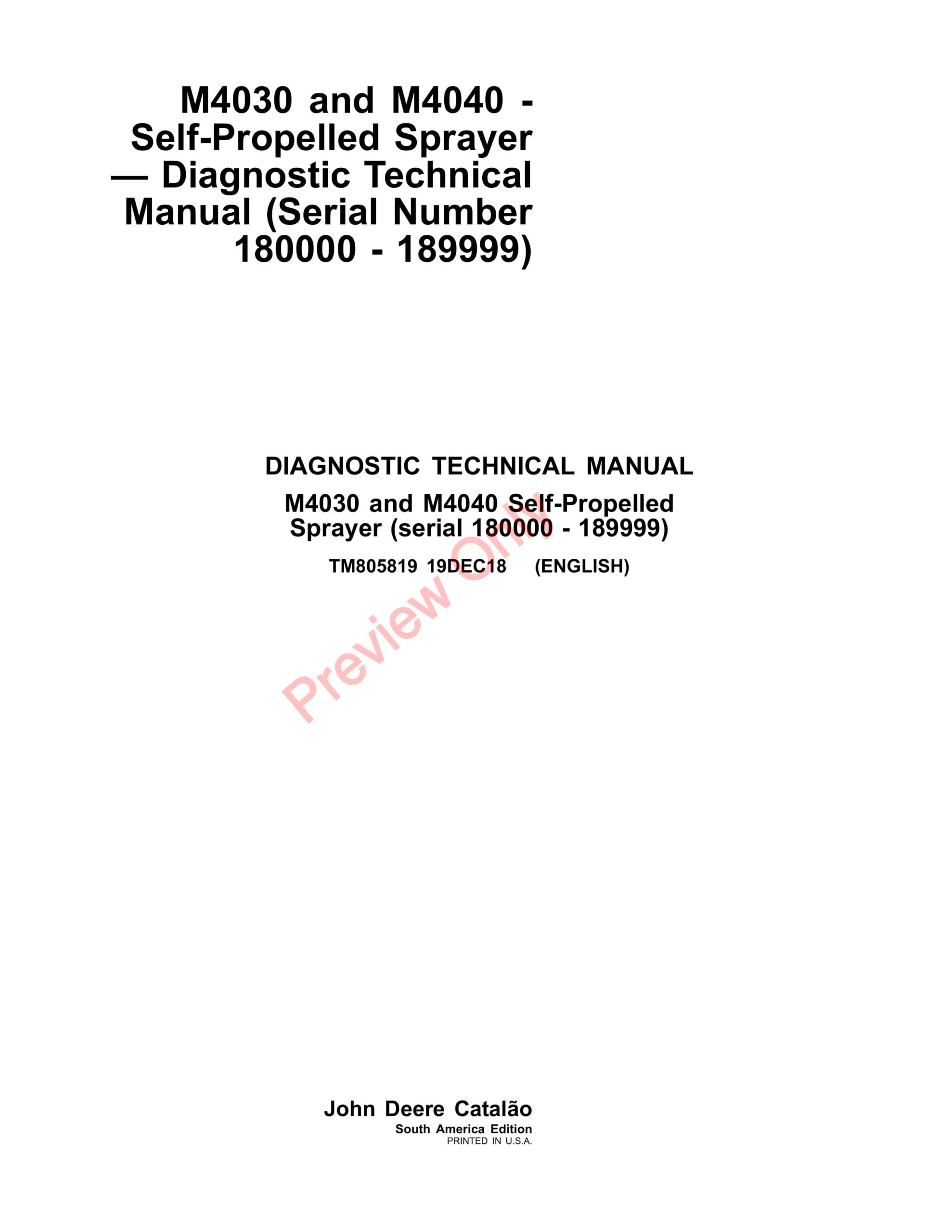 John Deere M4030 and M4040 Self-Propelled Sprayes Diagnostic Technical Manual TM805819 19DEC18-1