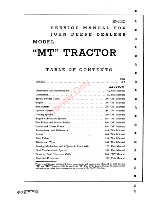 John Deere MT Tractor Service Manual SM2002 01DEC49-3
