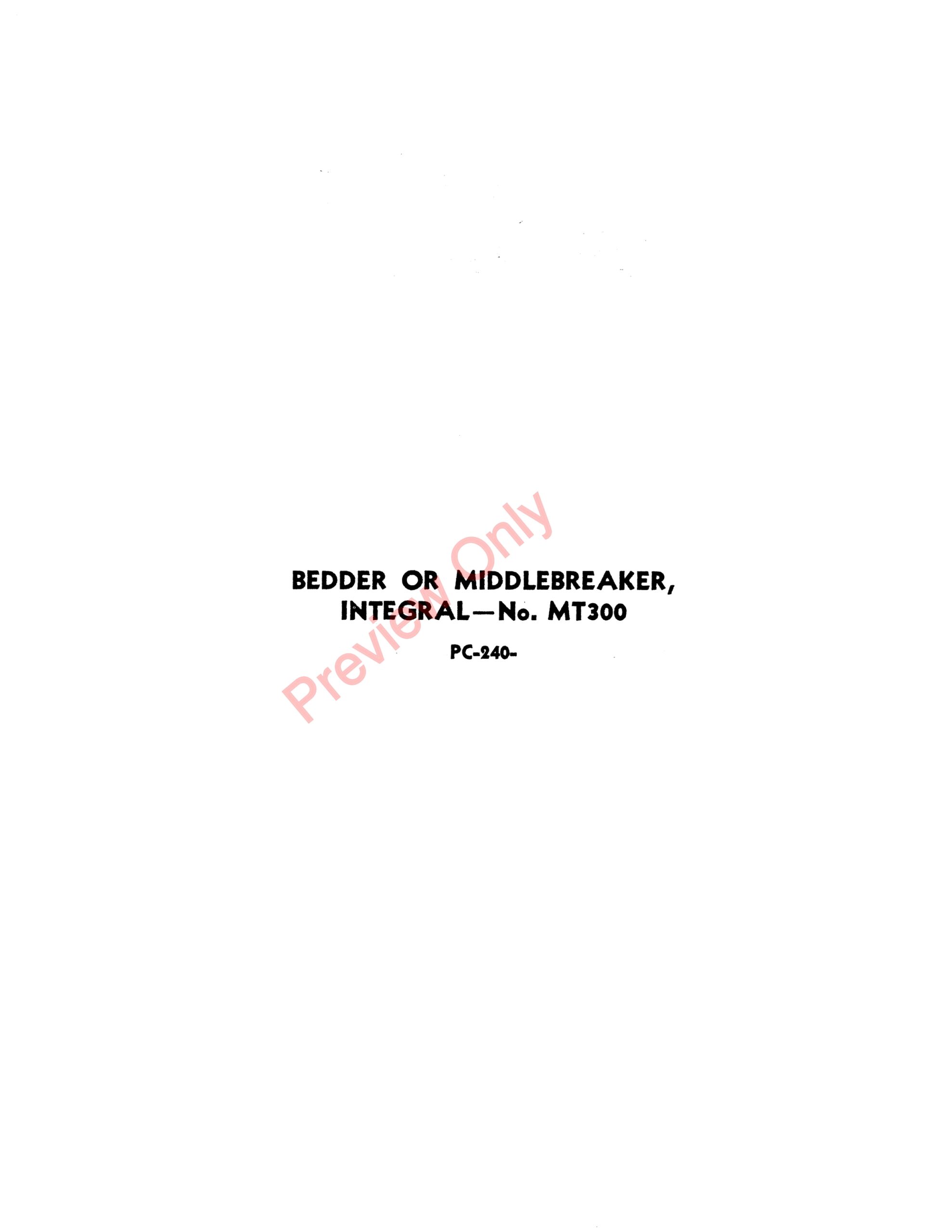 John Deere MT300 Bedder or Middlebreaker Parts Catalog PC240 01MAR52-1