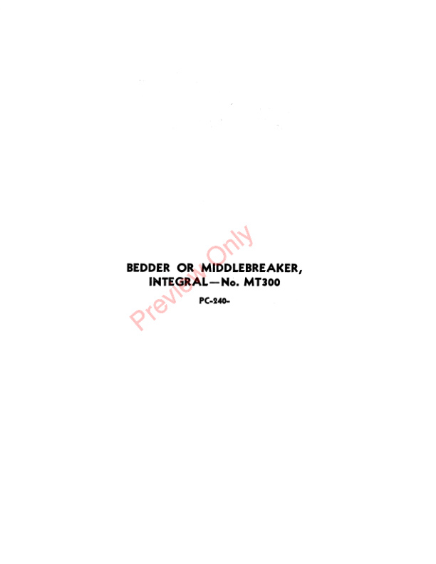 John Deere MT300 Bedder or Middlebreaker Parts Catalog PC240 01MAR52-2
