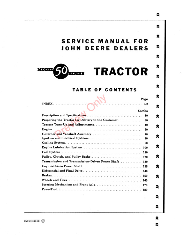 John Deere Model 50 Series Tractors Service Manual SM2010 01NOV52-3