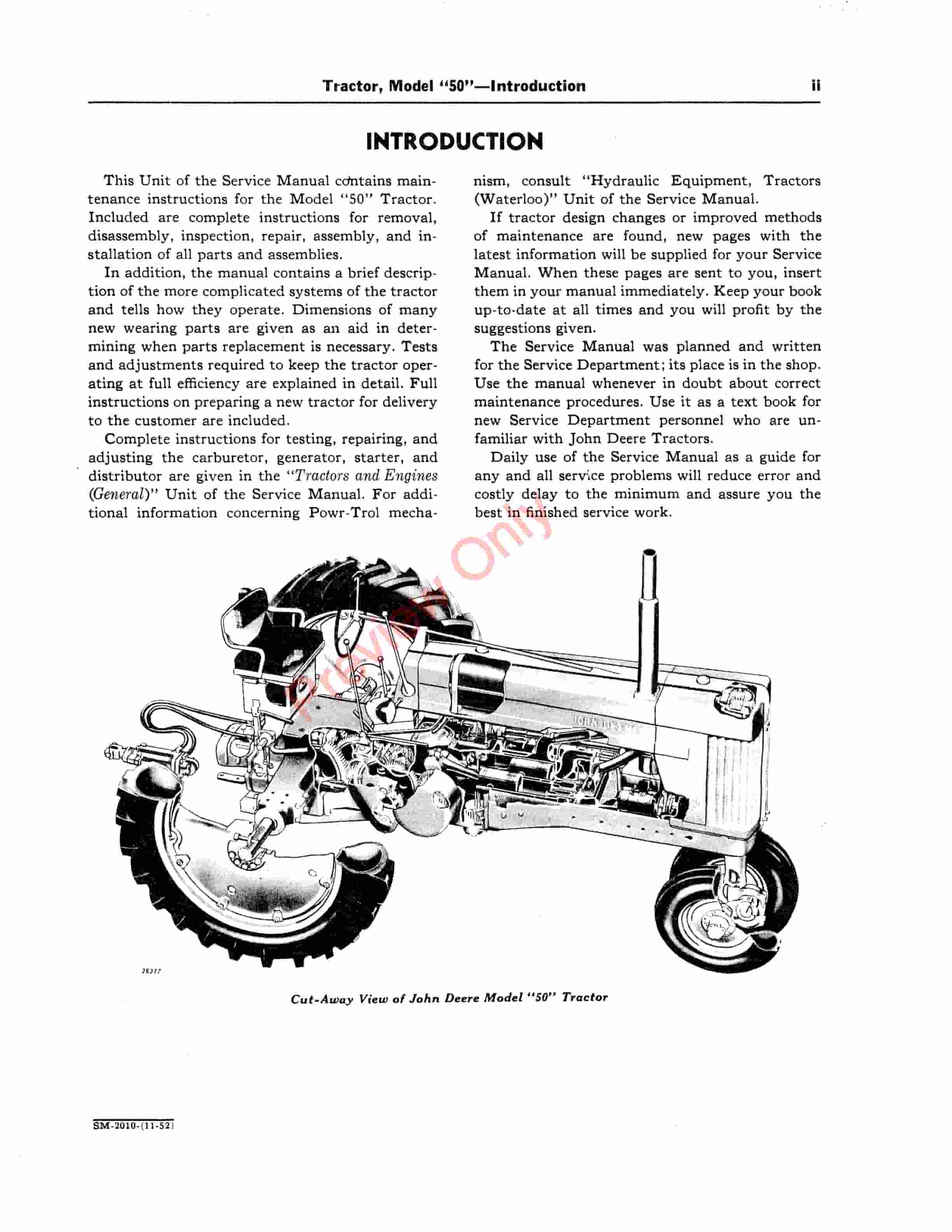 John Deere Model 50 Series Tractors Service Manual SM2010 01NOV52-4