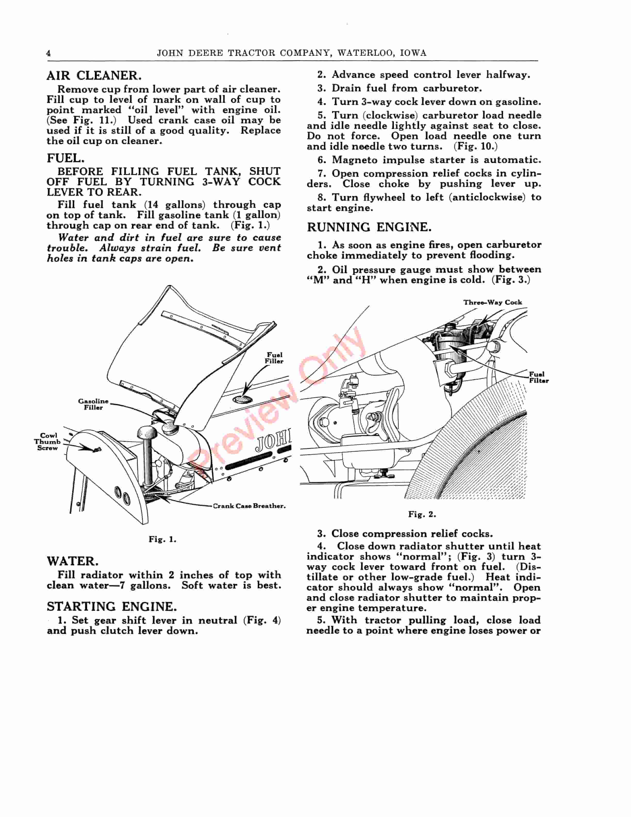 John Deere Model AO Tractor Parts Catalog Operation Manual Instructions And Parts List DIR162A 01AUG37 4
