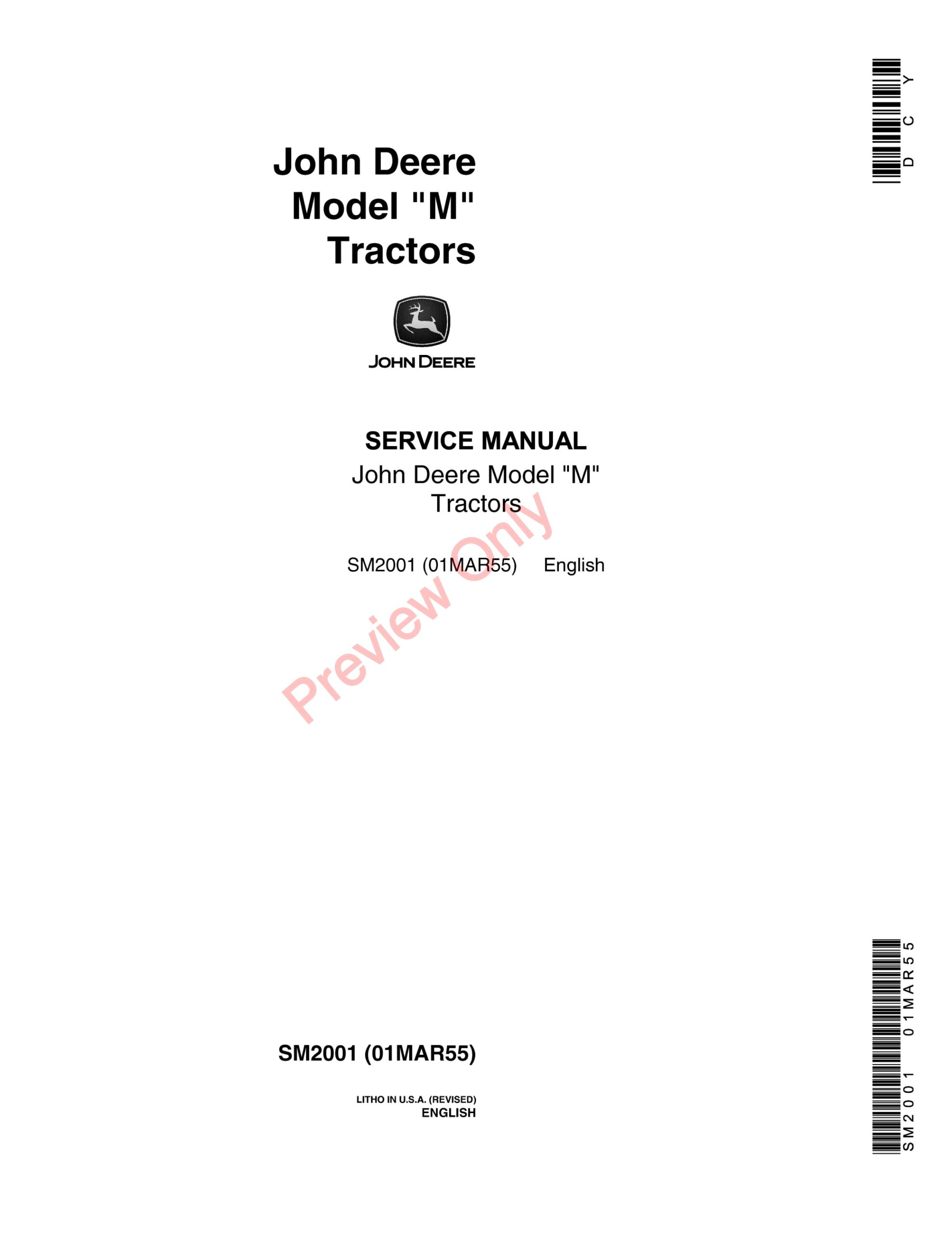John Deere Model M Tractors Service Manual SM2001 19-1