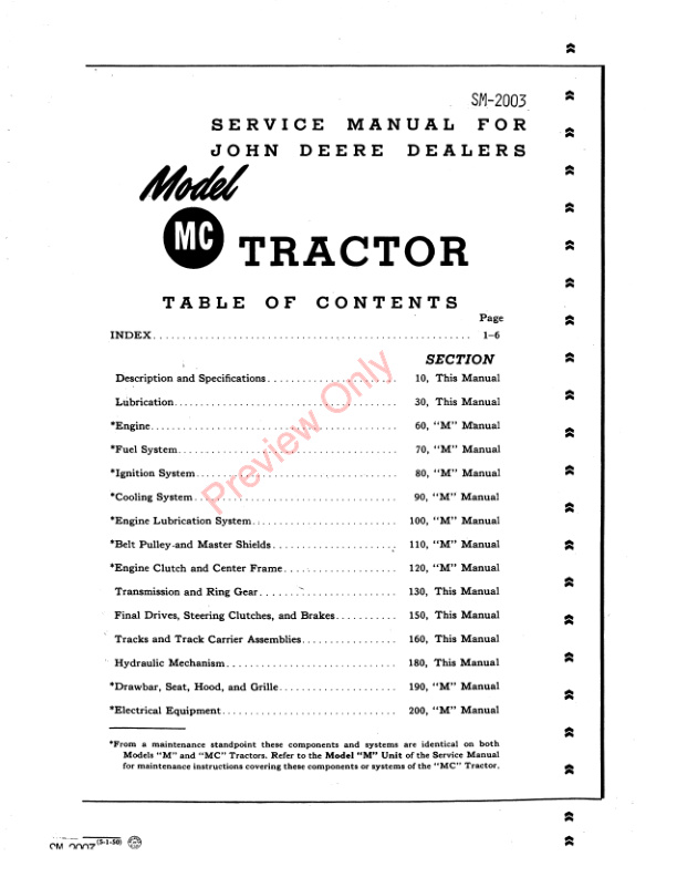 John Deere Model MC Tractor Service Manual SM2003 01JAN50-3