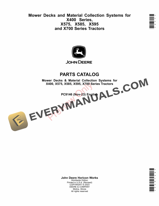 John Deere Mower Decks and Material Collection Systems for X465, X475