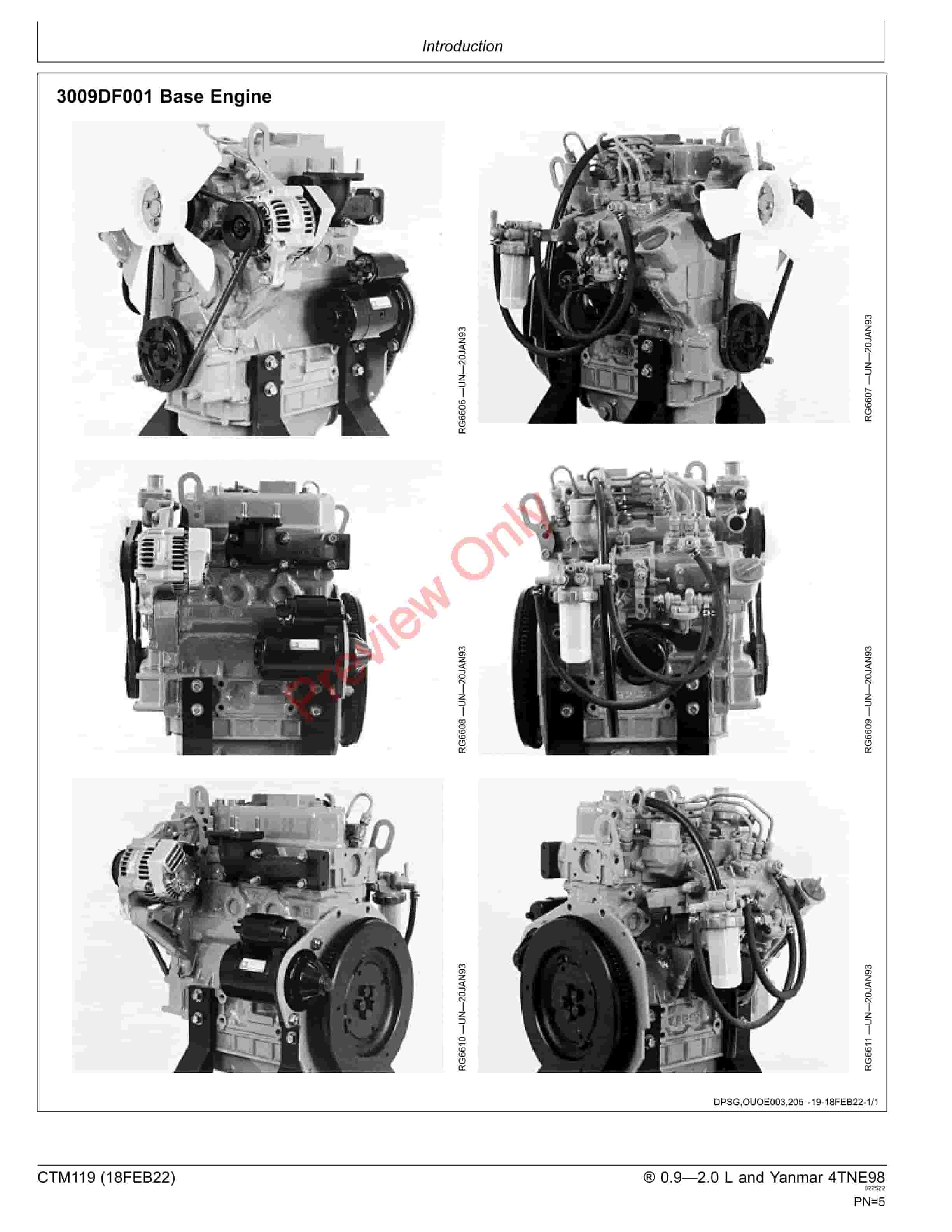 John Deere PowerTech 0.9 1.1 1.2 1.3 1.5 1.6 2.0L And Yanmar 4TNE98 Diesel Engines Service Information CTM119 18FEB22 5