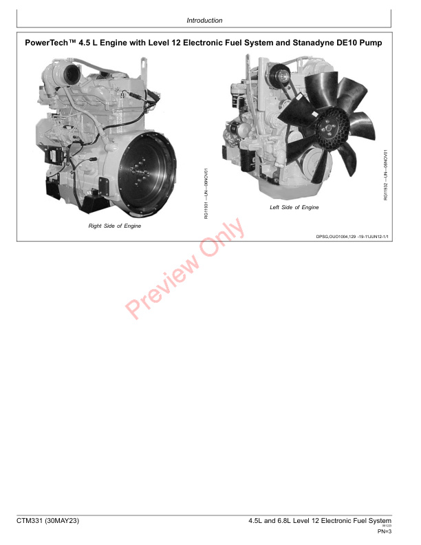 John Deere PowerTech 4.5L And 6.8L Diesel Engines Level 12 Electronic Fuel System With Stanadyne DE10 Pump Component Technical Manual CTM331 30MAY23 3