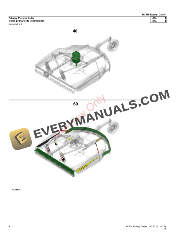 John Deere RC6M Rotary Cutter Parts Catalog PC6226 12OCT23