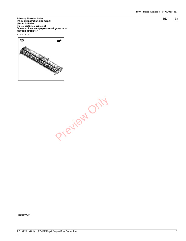John Deere RD40F Rigid Draper Flex Cutter Bar Parts Catalog PC13722 02NOV23-3