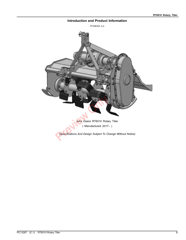 John Deere RT6010 Rotary Tiller Parts Catalog PC13287 28OCT23-3