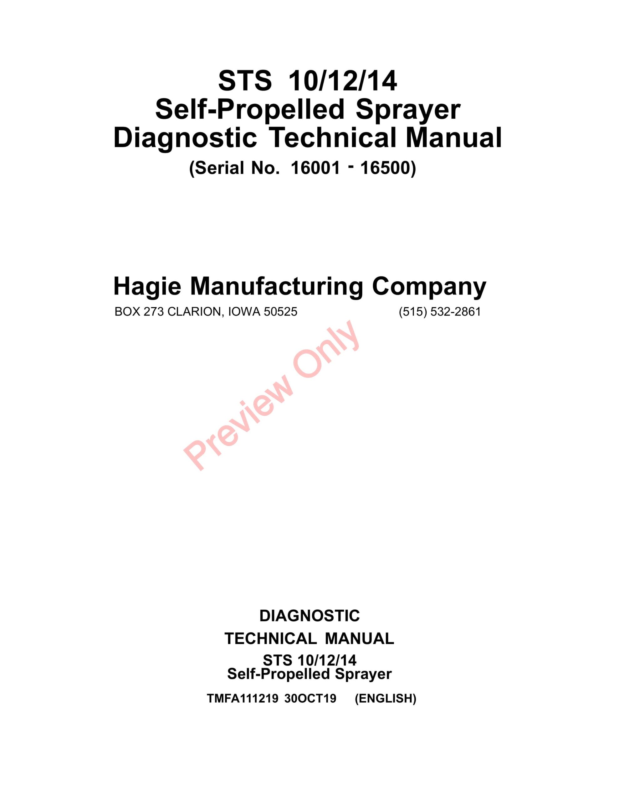 John Deere STS10, STS12, STS14 Self-Propelled Sprayer (16001-16500) Diagnostic Technical Manual TMFA111219 30OCT19-1