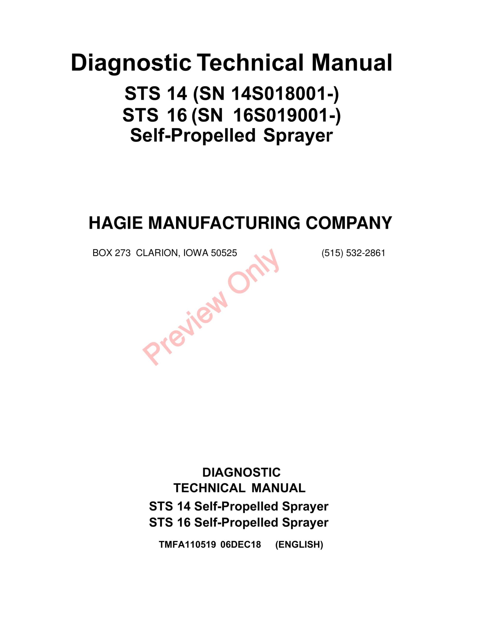 John Deere STS14 and STS16 Self-Propelled Sprayers Diagnostic Technical Manual TMFA110519 06DEC18-1
