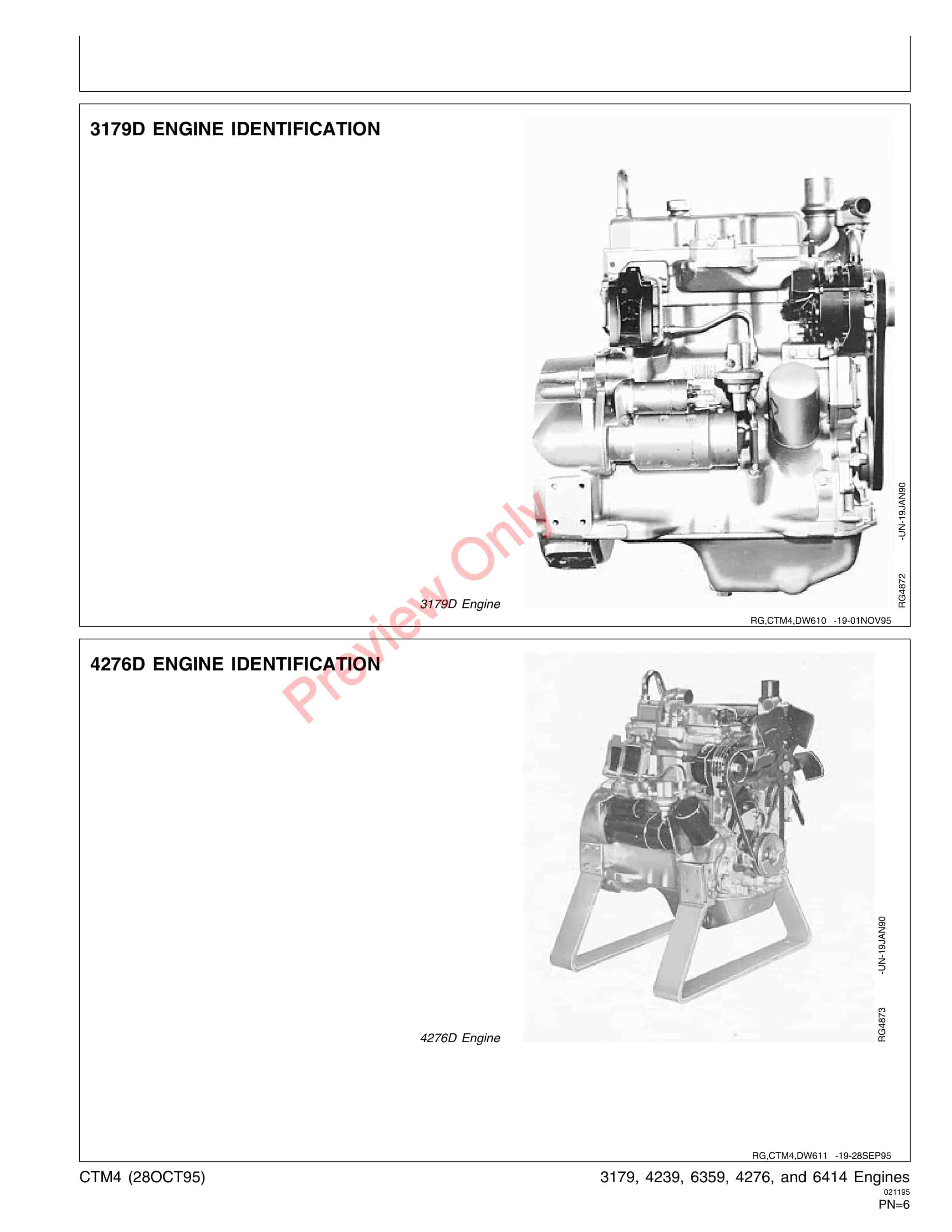 John Deere Series 300 3179 4239 4276 6359 And 6414 Base Engines Component Technical Manual CTM4 28OCT95 5