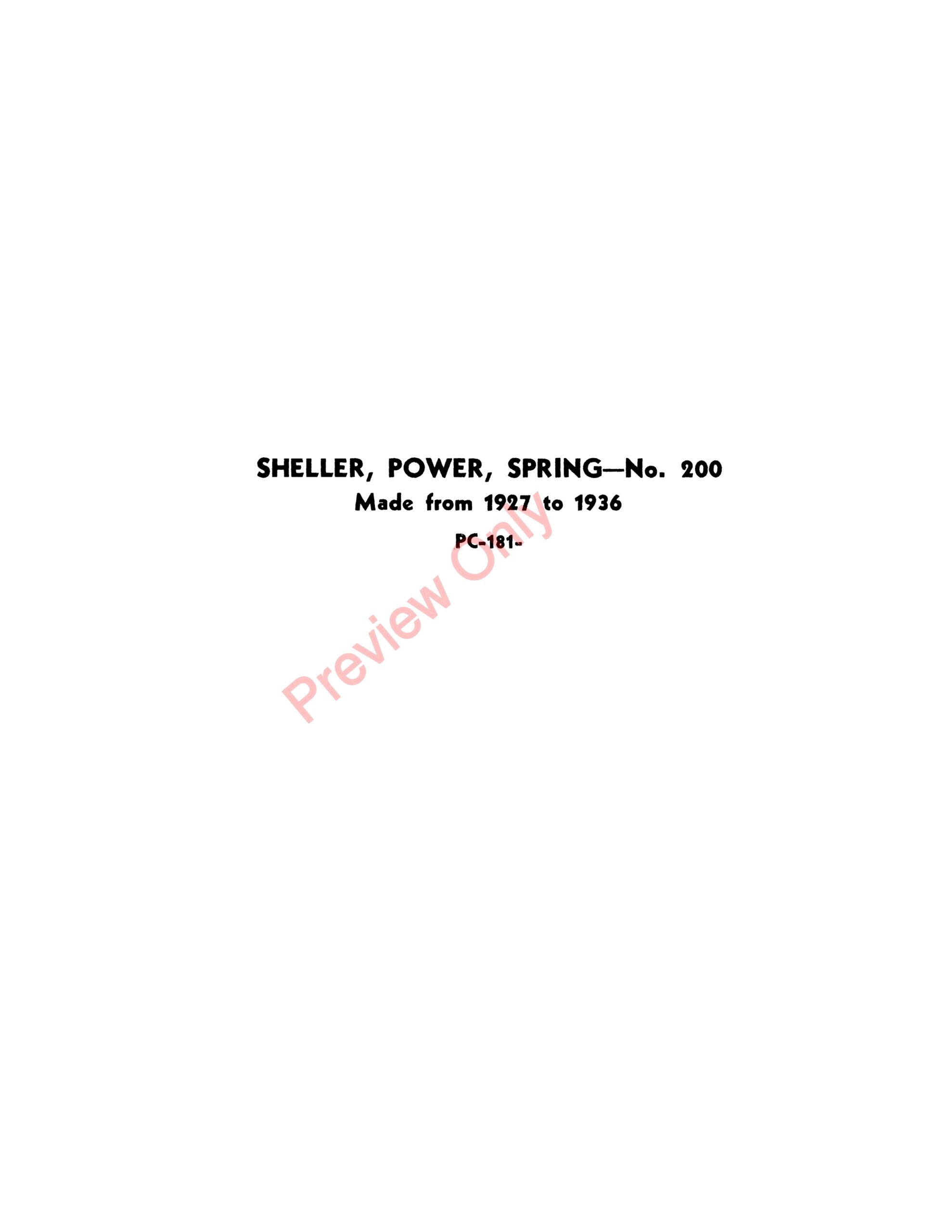 John Deere Spring Power Sheller – No. 200 Parts Catalog PC181 01MAY51-1